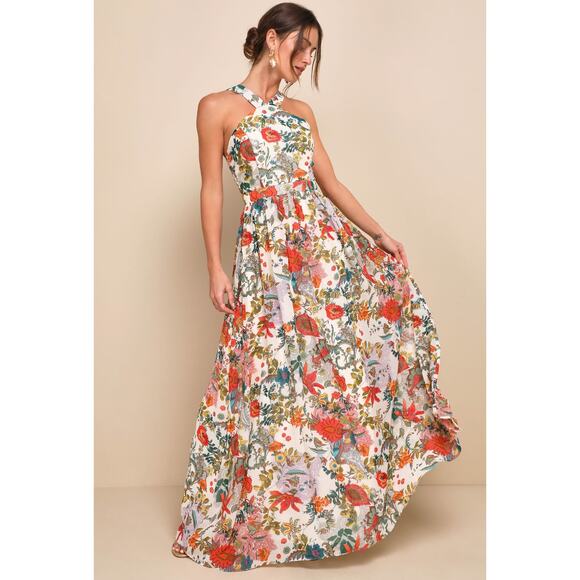 Lulus Dresses & Skirts - Lulus Lilja Cream Floral Print Maxi Dress Small